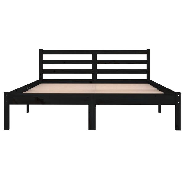 vidaXL Bedframe massief grenenhout zwart 140x200 cm