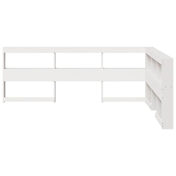 vidaXL Boekenkast Hoofdeinde L-vormig 135 cm massief grenenhout wit