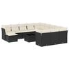 vidaXL 13-delige Loungeset met kussens poly rattan zwart