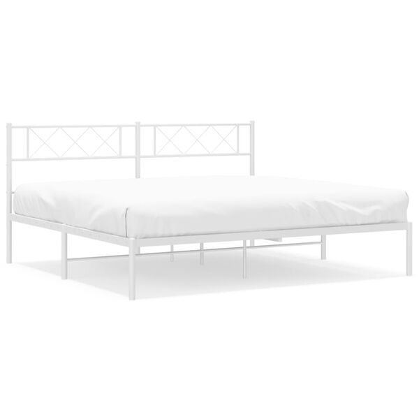 vidaXL Bedframe met hoofdbord metaal wit 180x200 cm