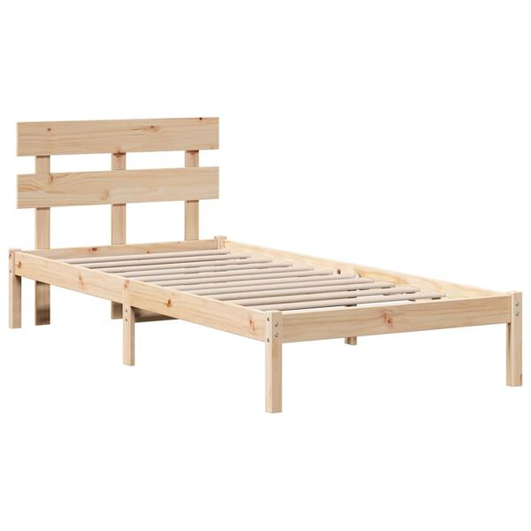 vidaXL Bedframe met hoofdeinde Bruin 90 x 190 cm Massief grenenhout