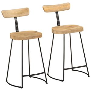 vidaXL Barkrukken 2 st 49x43x88 cm massief mangohout