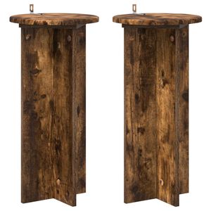 vidaXL Plantenstandaard 2 pcs Gerookt eiken 29,5 x 29,5 x 60 cm