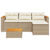 vidaXL 3-delige Loungeset met kussens poly rattan beige