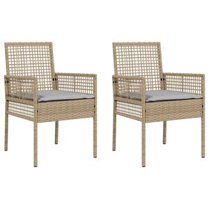 vidaXL Tuinstoel met kussen 2 pcs Beige 55 x 53 x 85 cm poly rattan