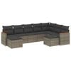 vidaXL 9-delige Loungeset met kussens poly rattan grijs
