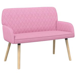 vidaXL 2-zitsbank met massief houten poten 2-zits Roze Linnen stof