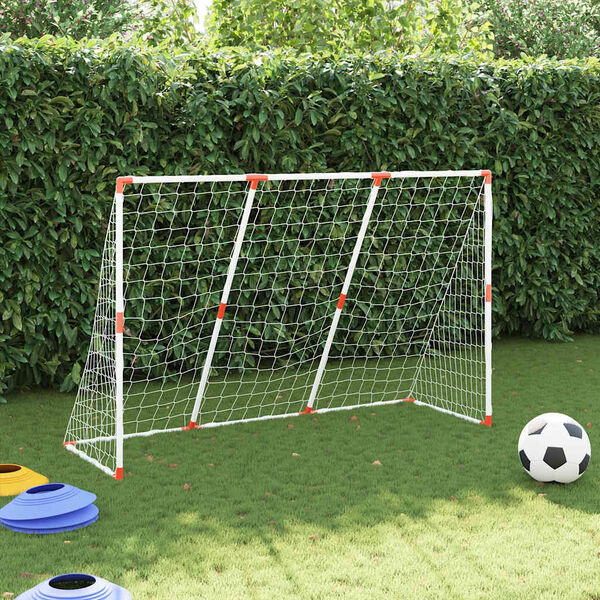 vidaXL Kindervoetbaldoel met ballen 2-in-1 184x64x124 cm wit
