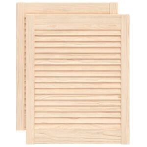 vidaXL Kastdeuren met lamellen 2 st 61,5x49,4 cm massief grenenhout