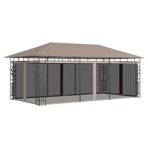 vidaXL Prieel met klamboe 180 g/m&sup2; 6x3x2,73 m taupe