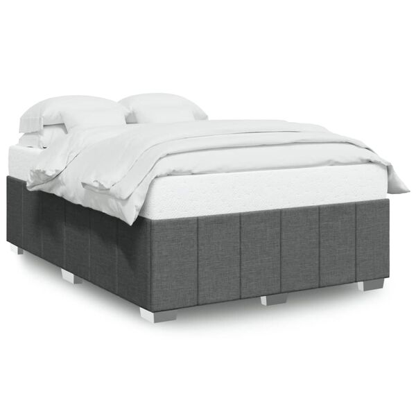 vidaXL Bedframe zonder matras stof donkergrijs 140x200 cm