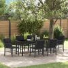 vidaXL Tuin eettafelset met kussen 7 pcs Zwart poly rattan