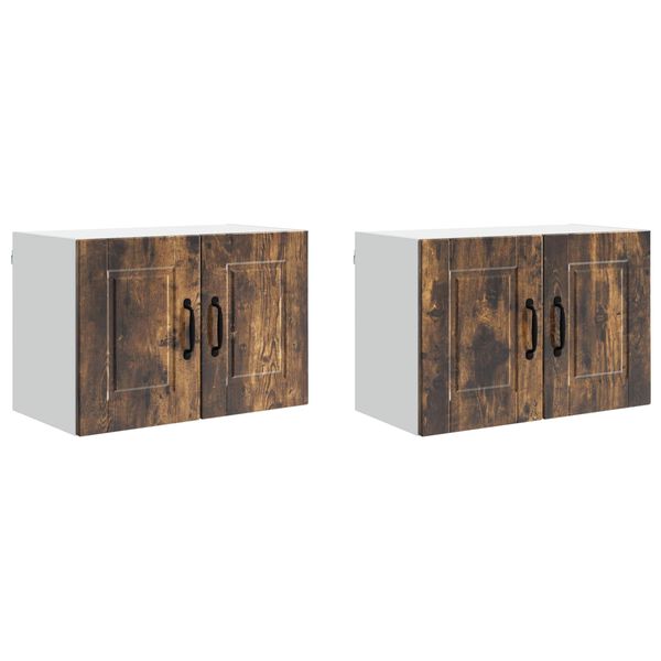 vidaXL Keukenkast 2 pcs Gerookt eiken 60 x 31 x 40 cm Bewerkt hout