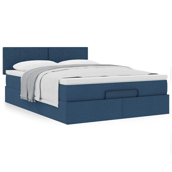 vidaXL Ottoman bed met matras 140x200cm stof blauw