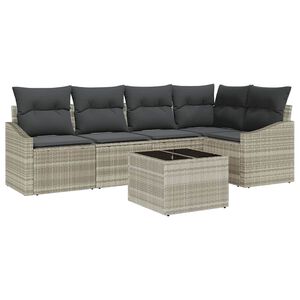 vidaXL Tuinbankenset 6 st Lichtgrijs poly rattan