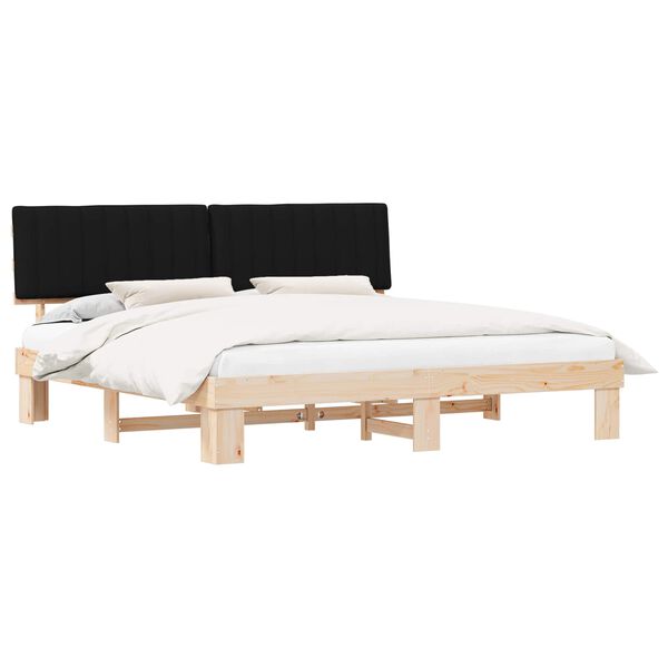 vidaXL Bedframe met Gevoerd Hoofdgedeelte Zwart 200 x 200 cm