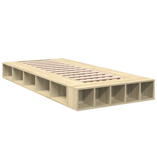 vidaXL Bedframe bewerkt hout sonoma eikenkleurig 90x190 cm