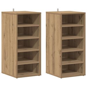 vidaXL Schoenenkasten 2 st 32x35x70 cm bewerkt hout artisanaal eiken