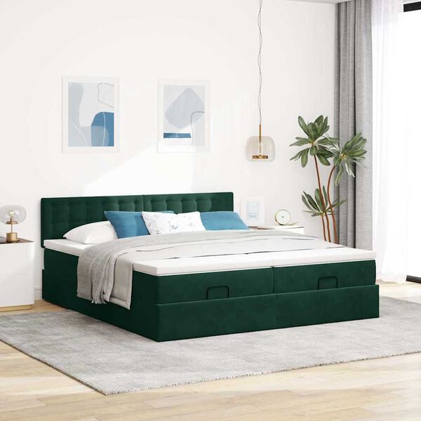 vidaXL Ottoman bed met matrassen en LED's 180x200cm fluweel