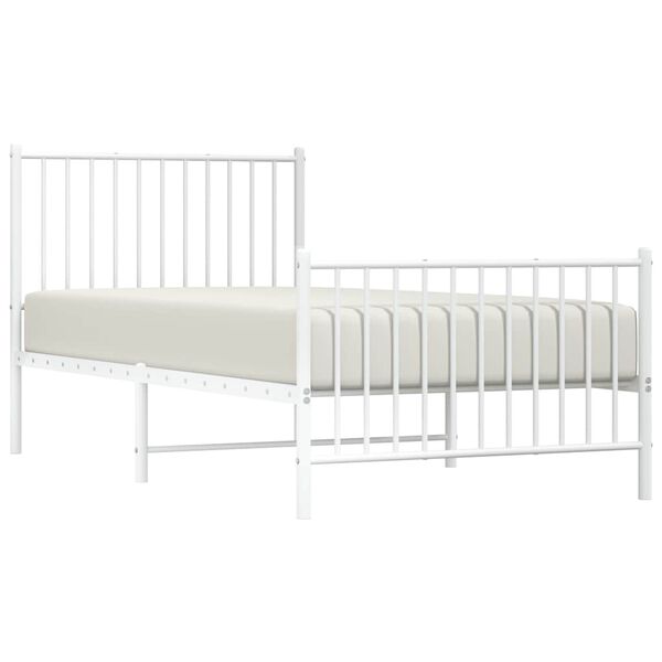 vidaXL Bedframe met hoofd- en voeteneinde metaal wit 90x190 cm
