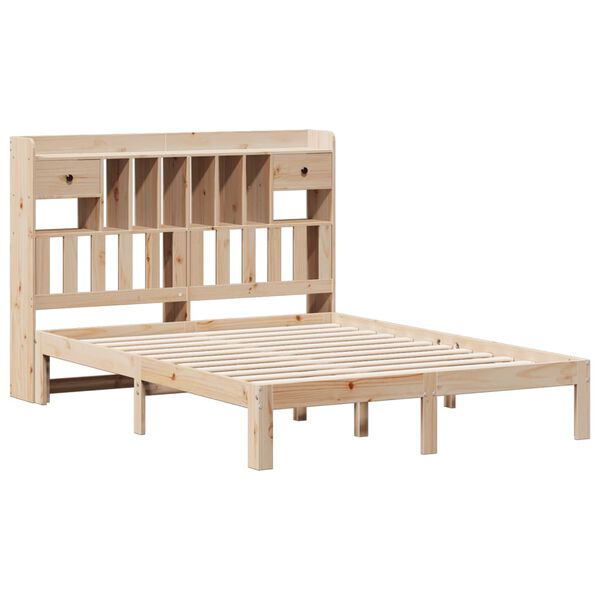 vidaXL Bed met boekenkast zonder matras massief grenenhout 140x190 cm