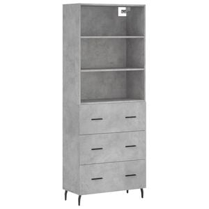 vidaXL Hoge kast 69,5x34x180 cm bewerkt hout betongrijs
