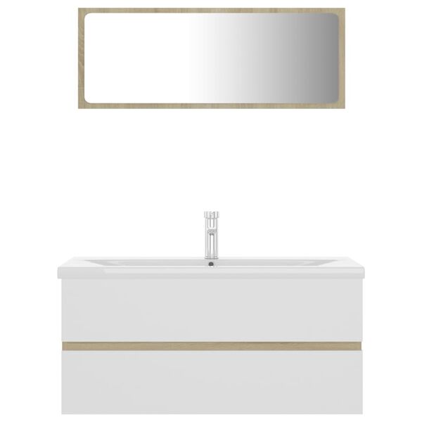 vidaXL Badkamermeubelset spaanplaat wit en sonoma eikenkleurig