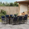 vidaXL Tuin eettafelset met kussen 9 pcs Grijs en zwart Rattan