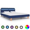 vidaXL Bedframe met LED stof blauw 160x200 cm