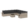 vidaXL 11-delige Loungeset met kussens poly rattan lichtgrijs