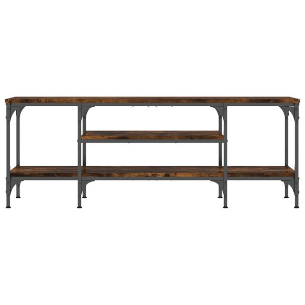 vidaXL Tv-meubel 121x35x45 cm bewerkt hout en ijzer gerookt eikenkleur