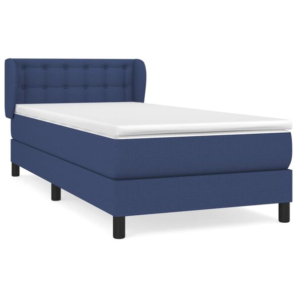 vidaXL Boxspring met matras stof blauw 100x200 cm