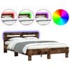 vidaXL Bedframe met hoofdeinde en LED gerookt eikenkleurig 120x200 cm