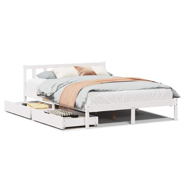 vidaXL Bedframe zonder matras massief grenenhout wit 140x200 cm