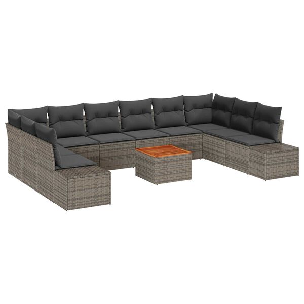 vidaXL Tuin Sofa Set 11 pcs Grijs
