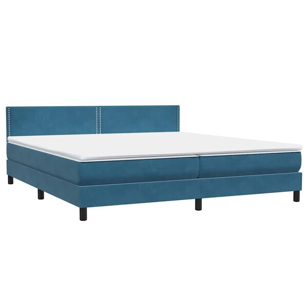 vidaXL Boxspring met matras fluweel donkerblauw 180x210 cm