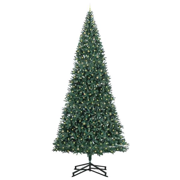 vidaXL Artificial Pre-lit Kerstboom met Ballenset Groen 500 cm PVC
