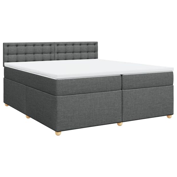 vidaXL Boxspring met matras stof donkergrijs 200x200 cm