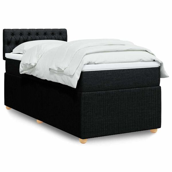 vidaXL Boxspring met matras stof zwart 90x190 cm