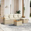 vidaXL 5-delige Loungeset met kussens poly rattan beige