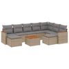 vidaXL 10-delige Loungeset met kussens poly rattan beige