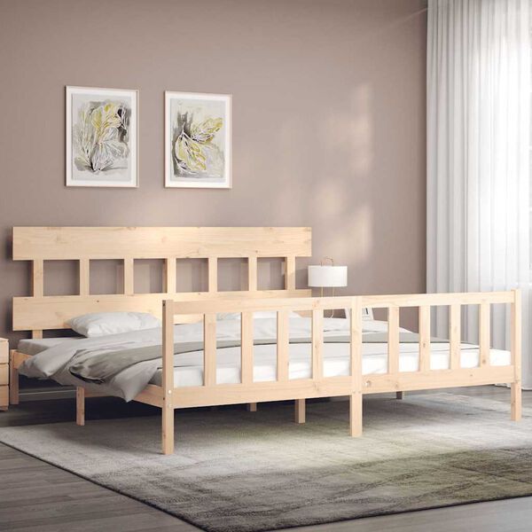 vidaXL Bedframe met hoofdbord massief hout