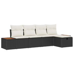 vidaXL Tuin Sofa Set met kussen 5 pcs Zwart Poly riet