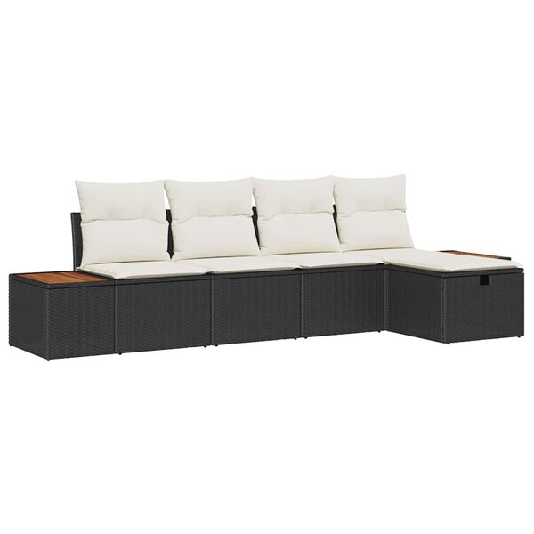 vidaXL Tuin Sofa Set met kussen 5 pcs Zwart Poly riet