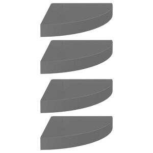 vidaXL Hoekschappen zwevend 4 st 25x25x3,8 cm MDF hoogglans grijs