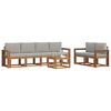 vidaXL Buiten bankenset met kussen 7 pcs Natuurlijk en Lichtgrijs