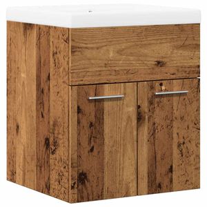 vidaXL 2-delige Badkamermeubelset bewerkt hout oud houtkleurig