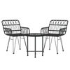 vidaXL 3-delige Tuinset poly rattan zwart