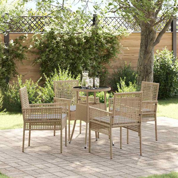 vidaXL Tuin Eetset 5 pcs Beige Poly riet