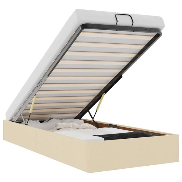 vidaXL Bedframe zonder matras 80x200 cm stof crèmekleurig